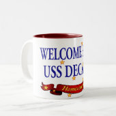 Willkommenes Zuhause USS Decatur Zweifarbige Tasse (Vorderseite Links)