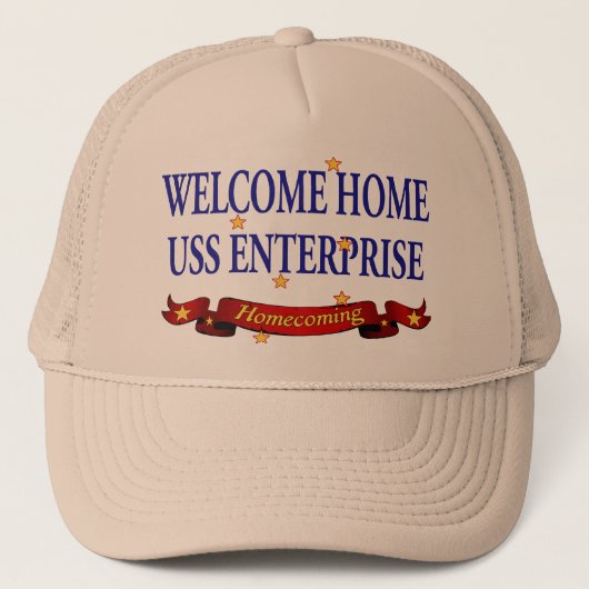 Willkommenes Zuhause USS Enterprise Truckerkappe (Vorderseite)