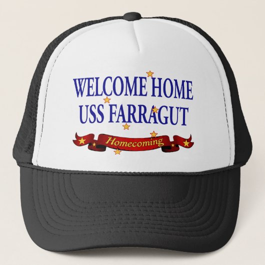 Willkommenes Zuhause USS Farragut Truckerkappe (Vorderseite)