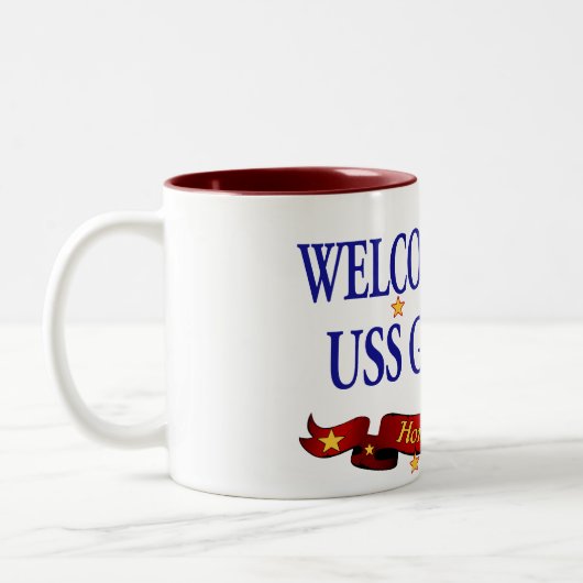 Willkommenes Zuhause USS Gridely Zweifarbige Tasse (Links)