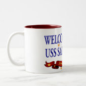 Willkommenes Zuhause USS San Jacinto Zweifarbige Tasse (Links)