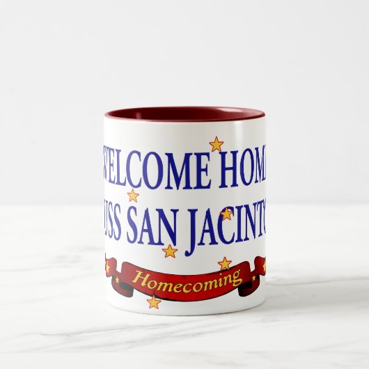 Willkommenes Zuhause USS San Jacinto Zweifarbige Tasse (Mittel)