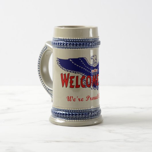 Willkommenes Zuhause vom Militär Bierglas (Vorderseite Links)