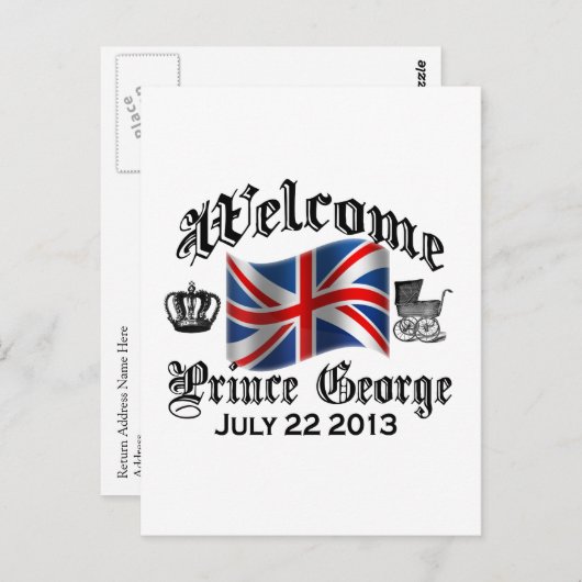 WillkommenPrinz George 22. Juli Postkarte (Vorne/Hinten)