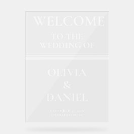 Willkommens-Akrilschild für Hochzeiten mit saubere Acrylschild