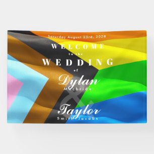 Willkommens-Hochzeit-Pride-Flag-Typografie Banner