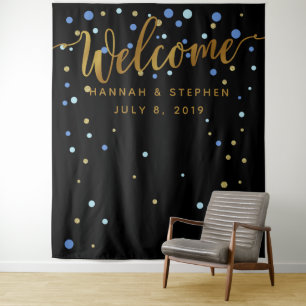 Willkommens-Hochzeits-Fotobooth-Hintergrundbanner Wandteppich