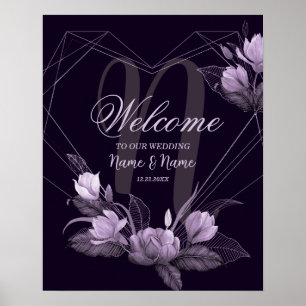 Willkommens-Hochzeitsfeier Lila Blumen Violetter R Poster