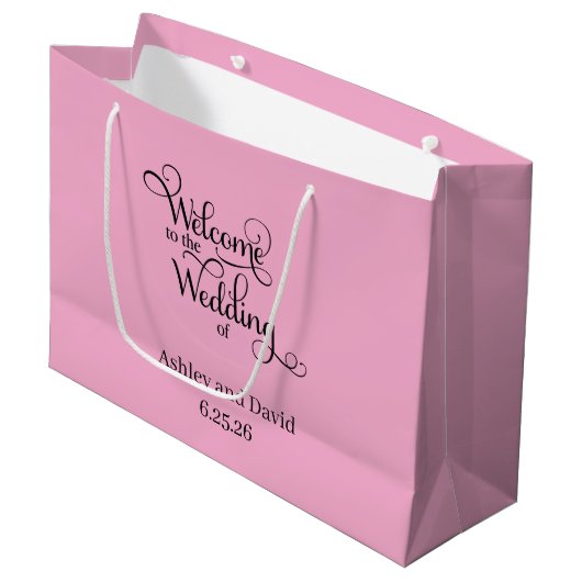 Willkommens-Hochzeitsgeschenktasche Große Geschenktüte (Vorderseite Schrägansicht)