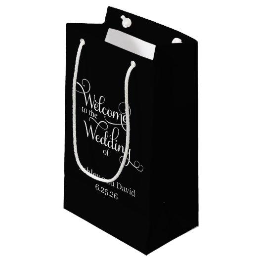 Willkommens-Hochzeitsgeschenktüte Kleine Geschenktüte (Vorderseite Schrägansicht)