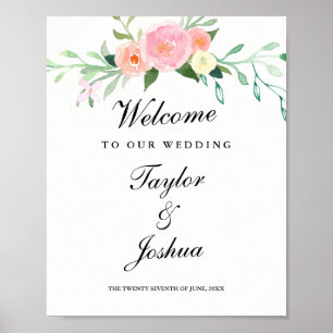 Willkommens-Hochzeitsschild Aquarell Wildblume Poster