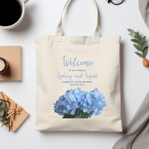Willkommens-Hochzeitstaschen Blaue Hortensien Blum Tragetasche