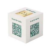 Willkommens-Logo-QR-Codes Elfenbein-Infotabelle Würfel (Vorderseite Schrägansicht)