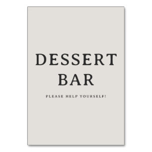 Willkommens-Schild für Dessertbar im dezenten Seri Tischnummer