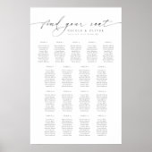 Willkommens-Sitzplan 17 Tische Moderne Schrift Poster (Vorne)