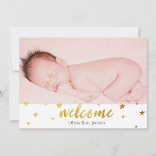 Willkommens-Skript Goldene Sterne Foto Baby Mädche Ankündigung