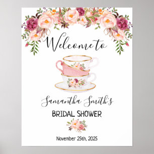 Willkommens-Tee Junggesellinnenabschied rosa Blume Poster