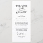 Willkommens- und Dankeskarten für das Hochzeitsdin Programm (Vorderseite)