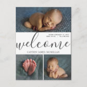 Willkommensankündigung Ankündigung Drei Foto Postk (Vorderseite)