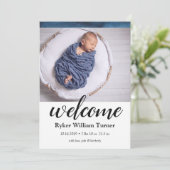 Willkommensankündigung Blue Watercolor Geburtserkl Ankündigung (Stehend Vorderseite)