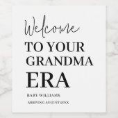 Willkommensankündigung der Schwangerschaft bei Oma Weinetikett (Einzelnes Label)