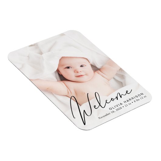 Willkommensankündigung von Foto Script Birth Magnet (Rechte Seite)