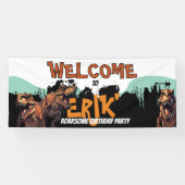 Willkommensbanner T-Rex - Roaring Dino Party Sign Banner (Horizontal)