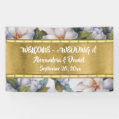 Willkommensbanner White Magnolia Gold Banner (Horizontal)