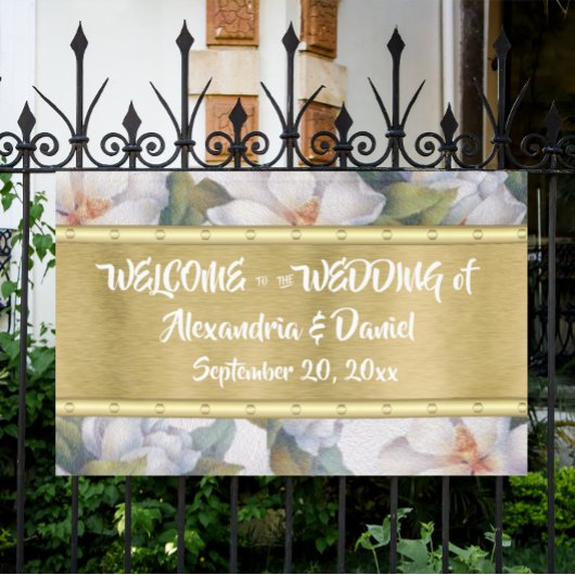 Willkommensbanner White Magnolia Gold Banner