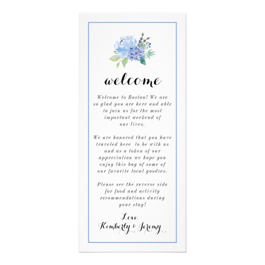 Willkommensbeutel - Blue Floral Hydrangea Werbekarte (Vorne)