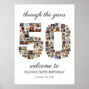 Willkommenscollage zum 50. Geburtstag Poster