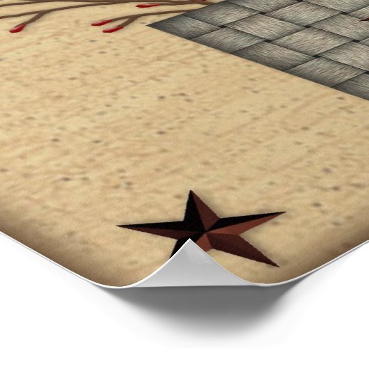 Willkommensdruck mit primitivem Aktionskorb Poster (Ecke)