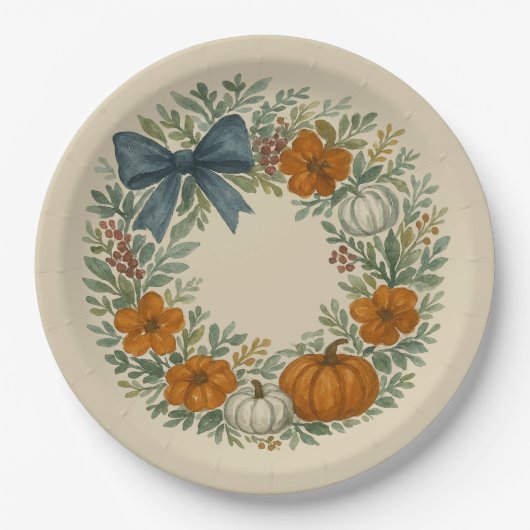 Willkommensgraue Pumpkin-Malerei Pappteller (Vorderseite)