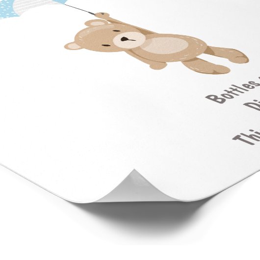 Willkommensgrauen Baby Dusche Teddy Bear Blue Boy Poster (Ecke)