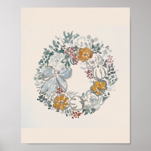 Willkommensgrauen Herbst Pumpkin Blaue Malerei Poster (Vorne)