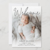 Willkommensgraues Foto Geburtsankündigung Einladung (Vorderseite)