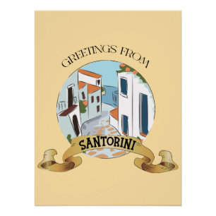 Willkommensgruß aus Santorin Poster