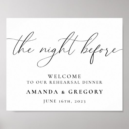 Willkommensgruß für die Nacht vor der Hochzeitspro Poster (Vorne)