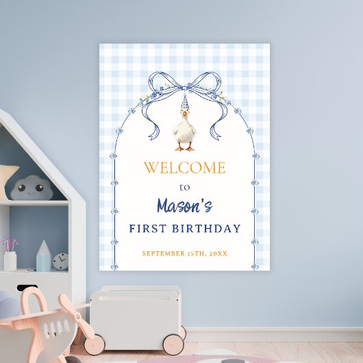 Willkommensgruß zum ersten Geburtstag des Blue Gin Poster