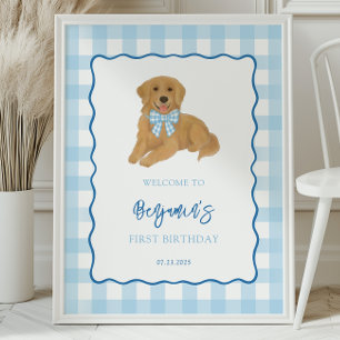 Willkommensgruß zum Geburtstag eines Golden Retrie Poster