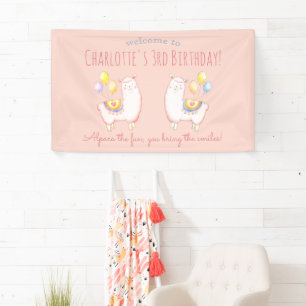 Willkommensgruß zum Kindergeburtstag mit Alpaka un Banner