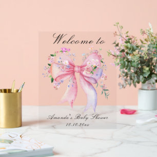 Willkommensgruß zur Baby Shower Florales Mädchen Acrylschild