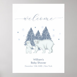 Willkommensgruß zur Baby Shower im Winterwald mit  Poster