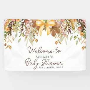 Willkommensgruß zur Baby Shower mit Herbstlaub-Blu Banner