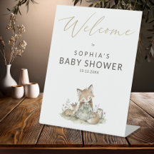 Willkommensgruß zur Baby Shower Wald Fuchs Mädchen