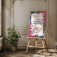 Willkommensgruß zur Brautparty mit rosa Bougainvil