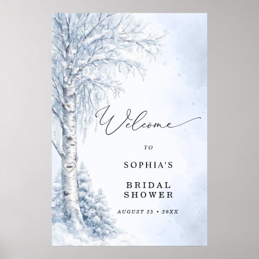 Willkommensgruß zur Frozen Birch Tree Brautparty Poster (Vorne)
