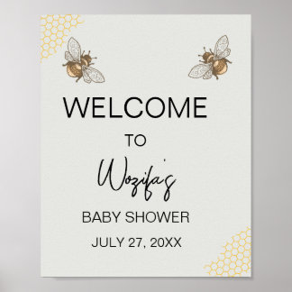 Willkommensgruß zur Honigbiene-Babyparty Poster