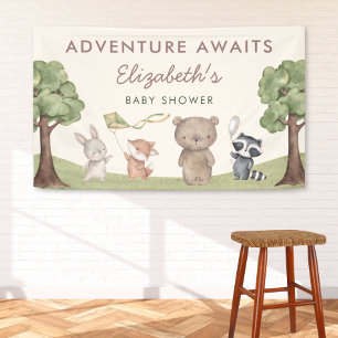 Willkommensgruß zur Waldtier-Baby-Party Banner