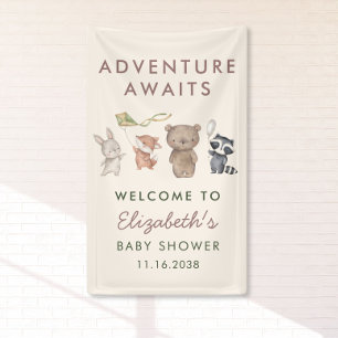 Willkommensgruß zur Waldtier-Baby-Party Banner